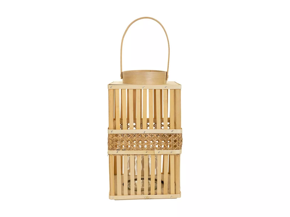 Lanterne photophore en bambou marron 18x18x32h