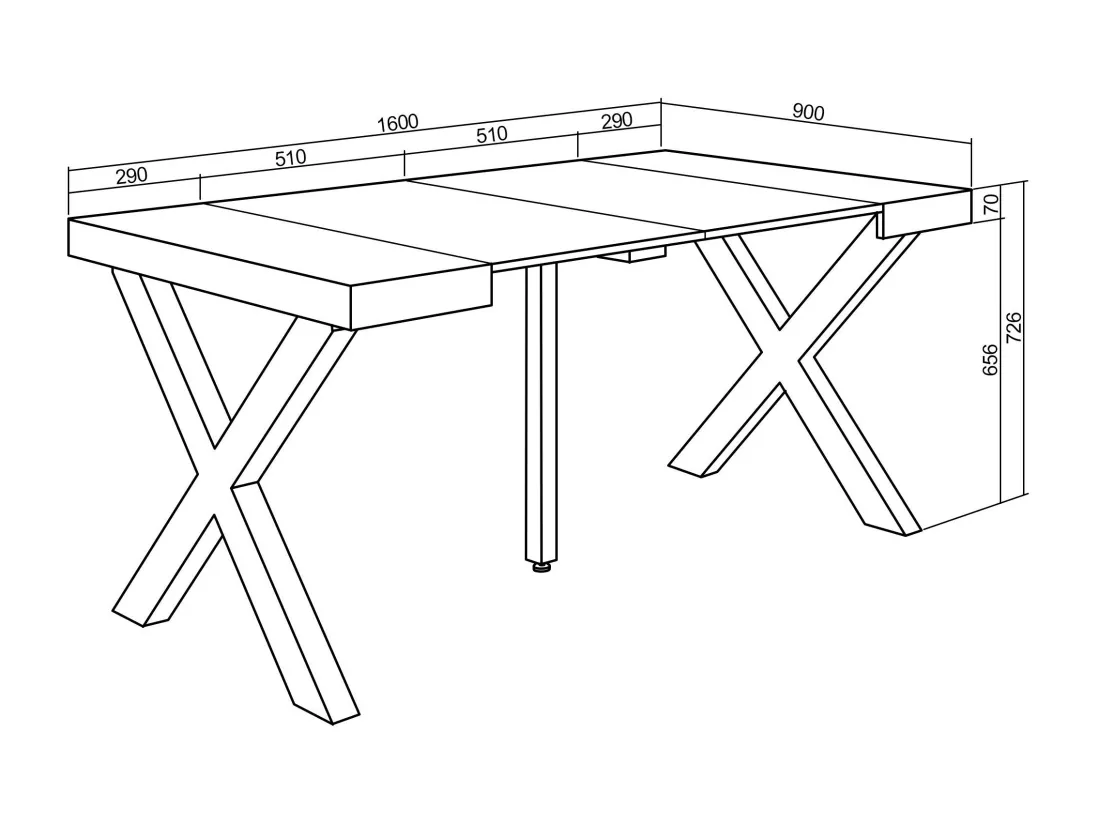 Table console extensible, 160, Pour 8 personnes, Pieds bois massif