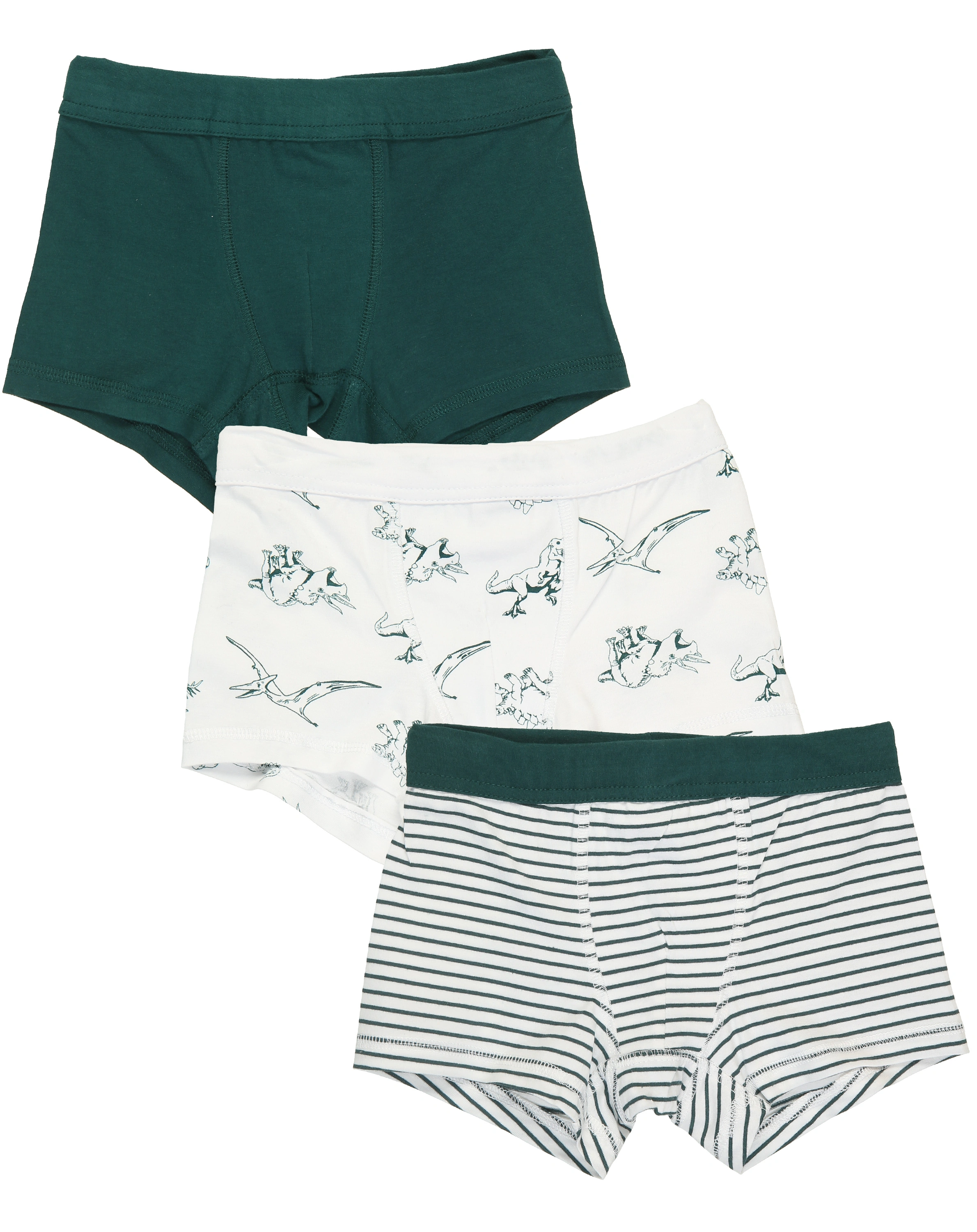 Boxershorts EASY 3er-Pack in weiß/dunkelgrün