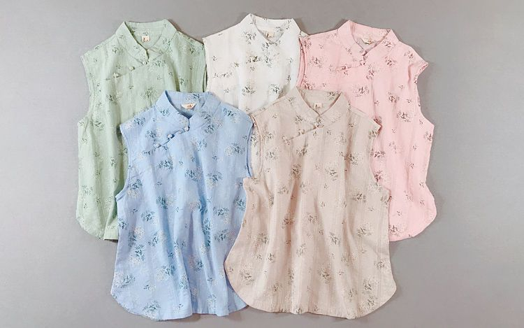 CosmoCorner - Traditionele Chinese mouwloze top met bloemenmotief en knopen