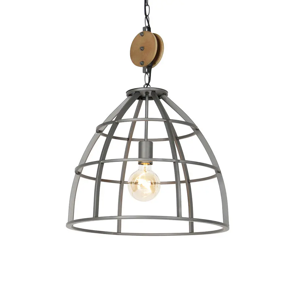 Qazqa hanglampen arthur grijs e27