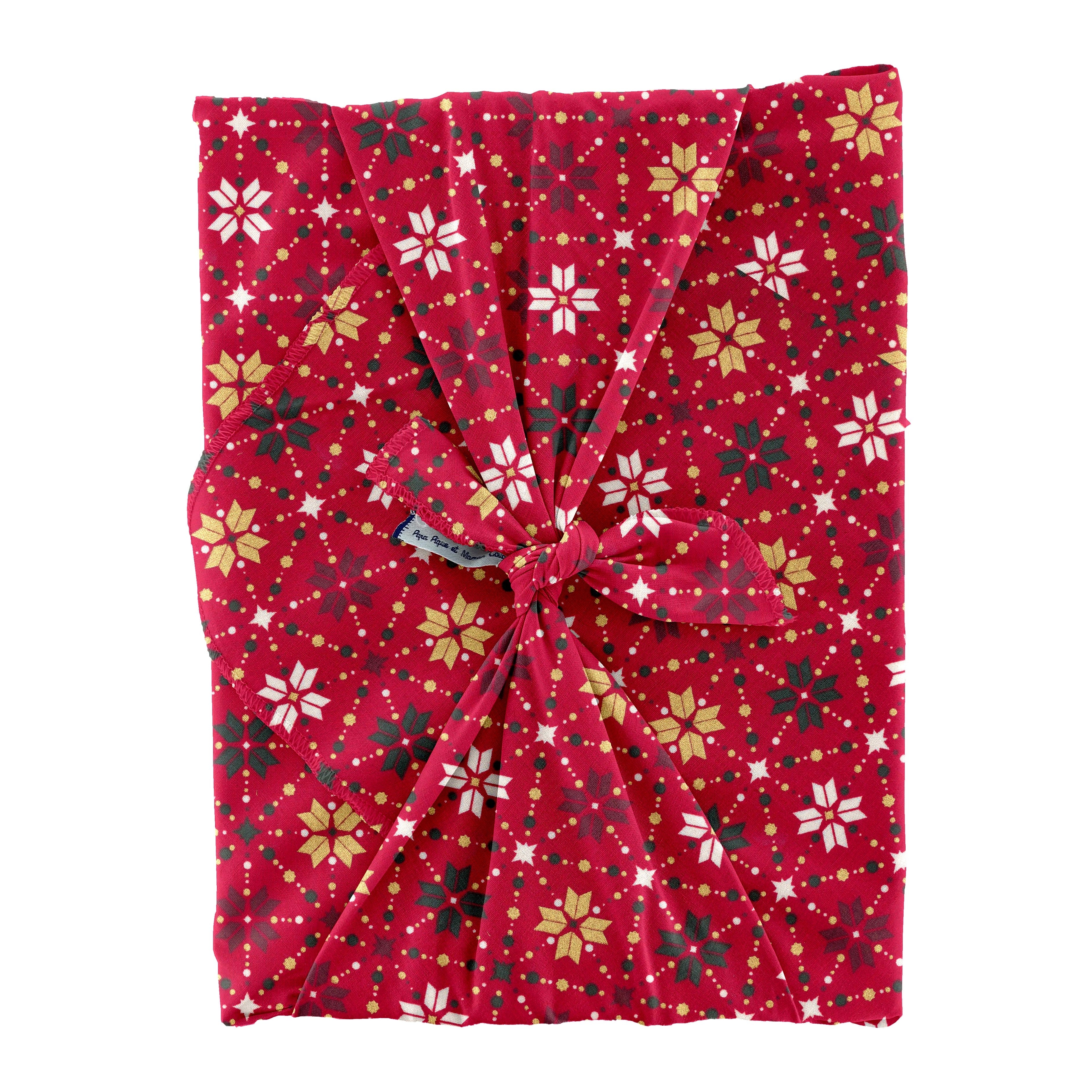 Furoshiki Grand 73 X 73 Cm Ex2468 Géo Scandinave Or Rouge