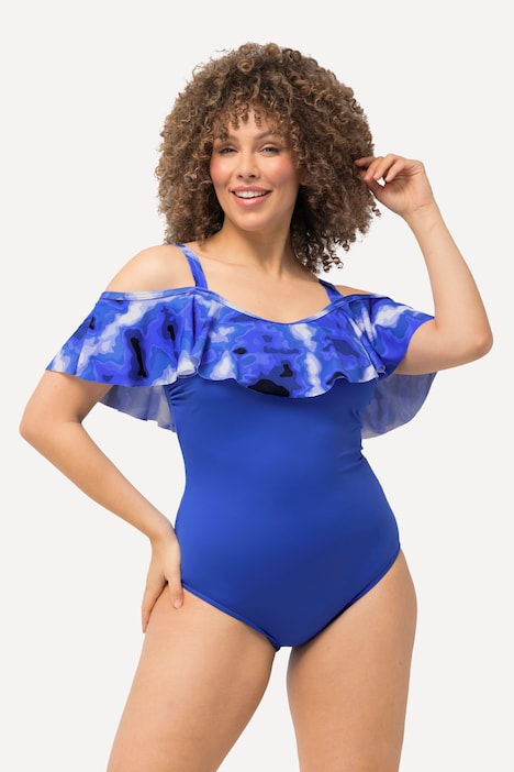 Badeanzug, Volant, Batikdruck, Softcups