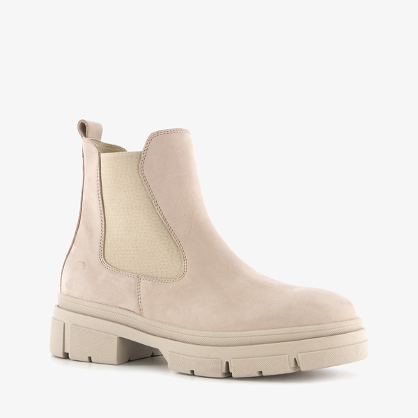 Tamaris leren dames chelsea boots beige