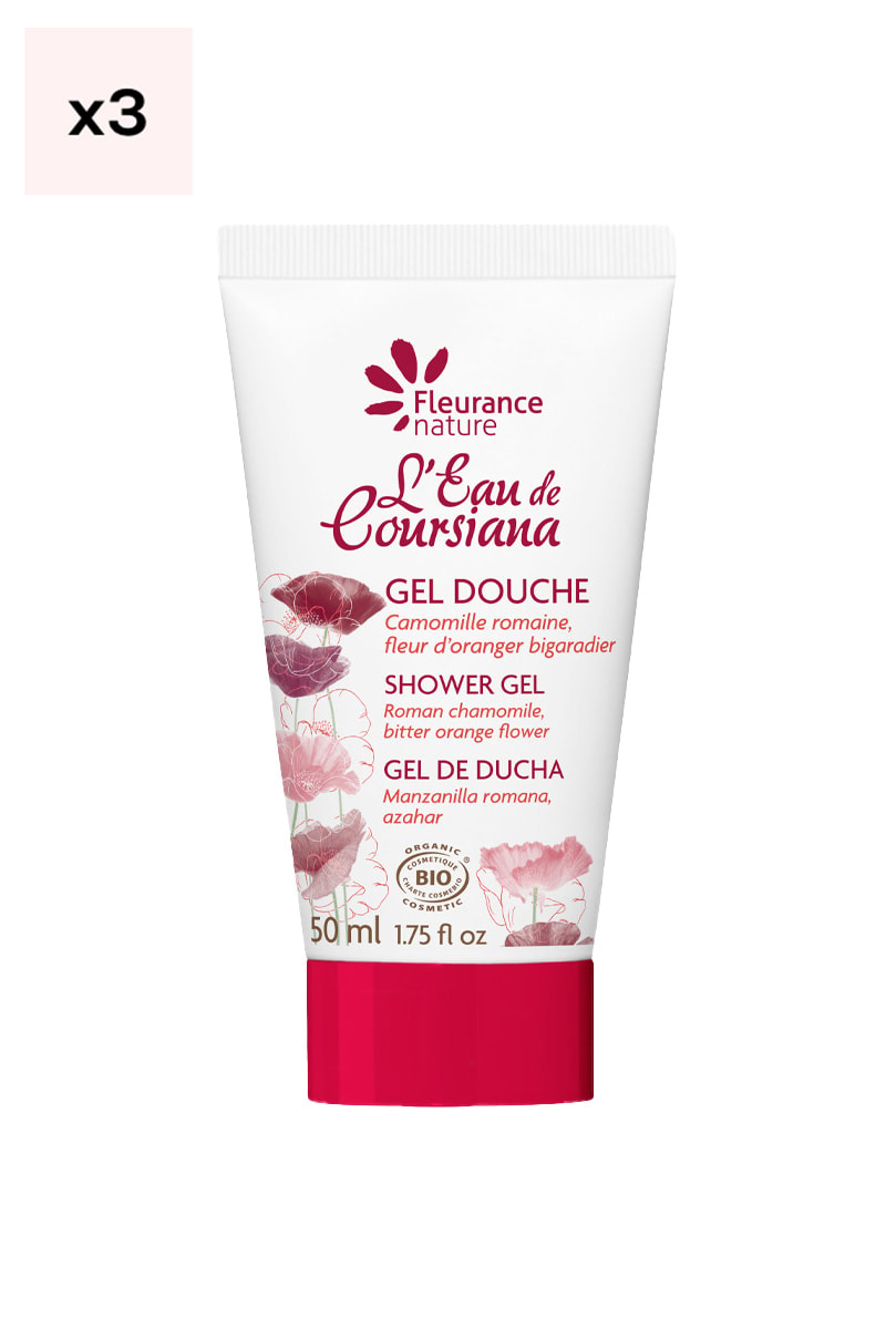 Gels douche nourrissants bio - Camomille romaine & fleur d'oranger - 3 x 50 ml