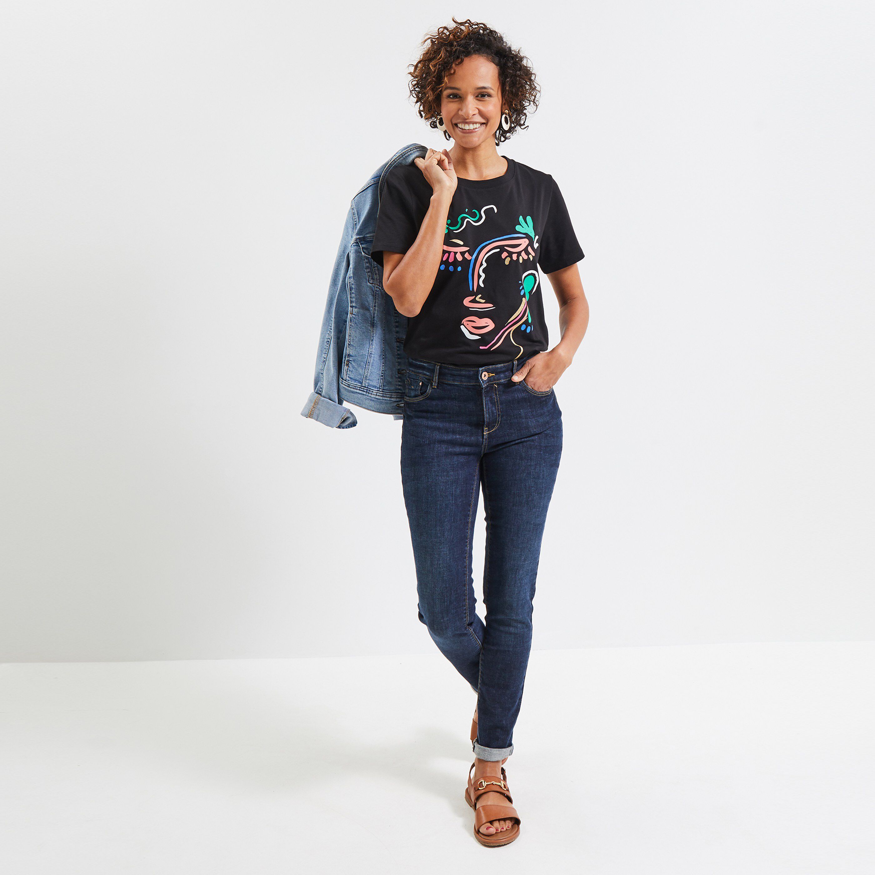 T-shirt col rond femme - NOIR