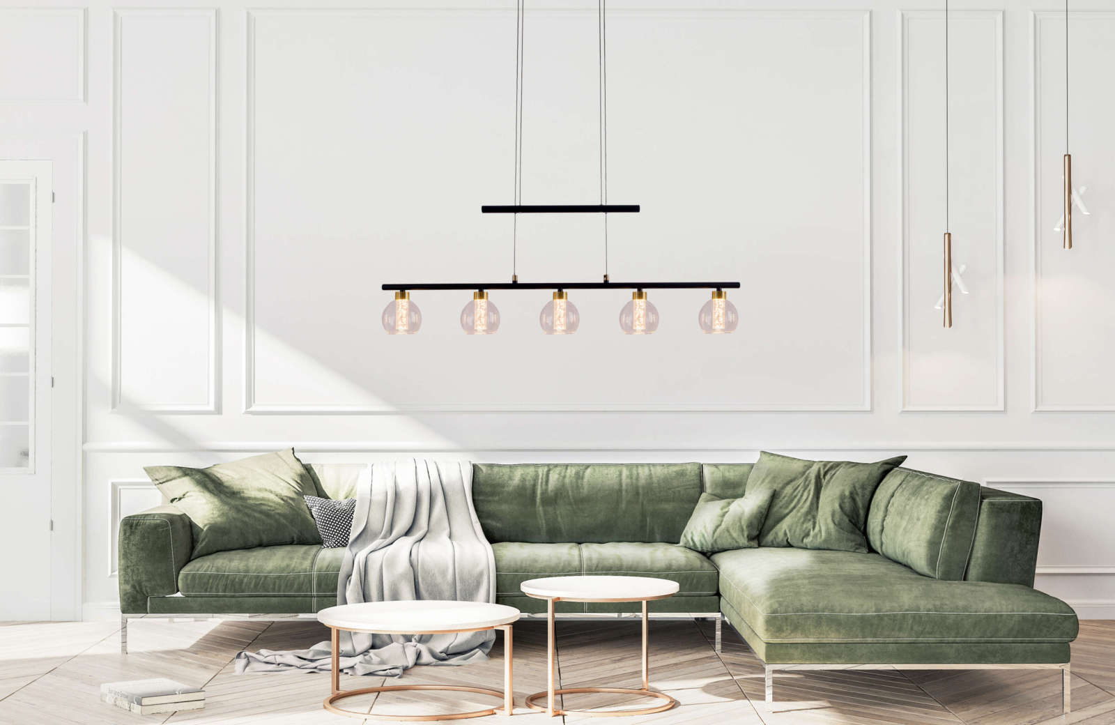 LED-Pendelleuchte BRASS - schwarz - 150 cm