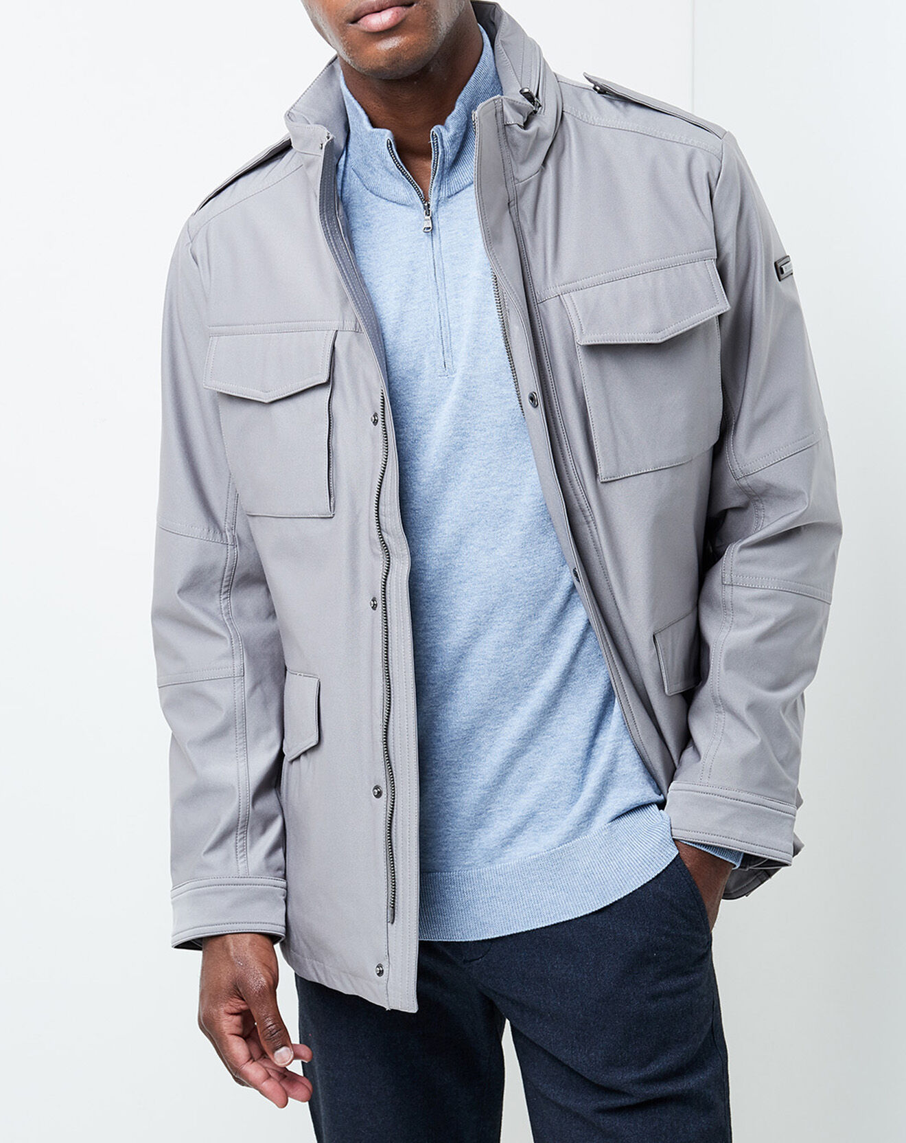 Hackett London Veste Saharienne imperméable gris clair