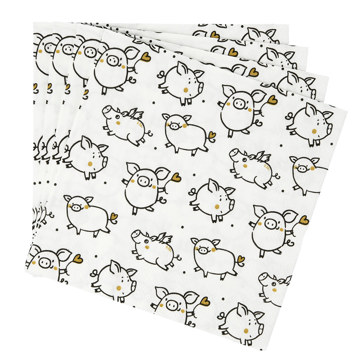 20 Servietten im Silvester-Look weiss / schwarz