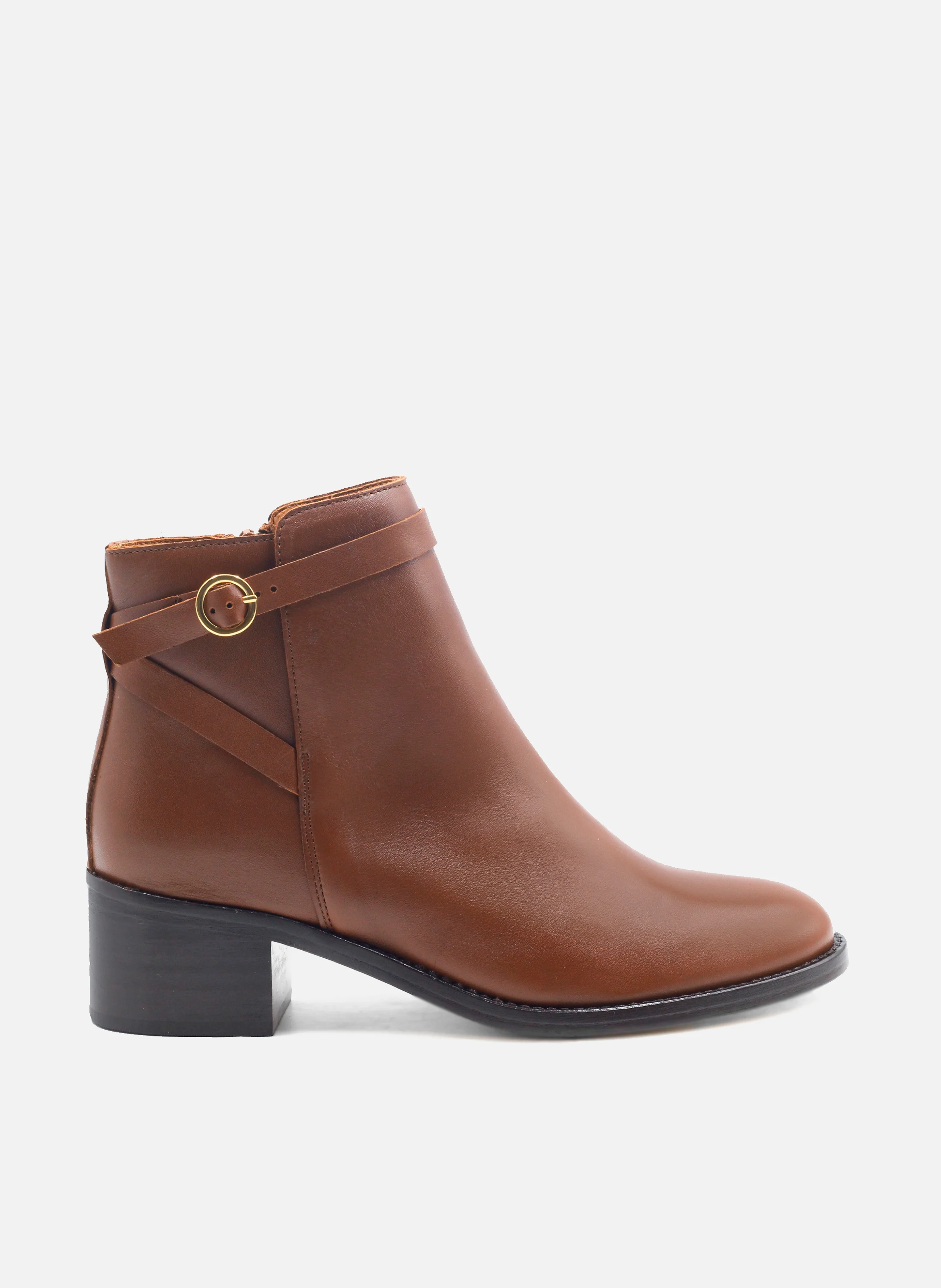 Bottines cavalières cuir lisse | Marron