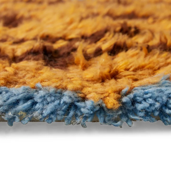 Hkliving - Wollteppich Funk 60 x 115 cm, blau / gelb