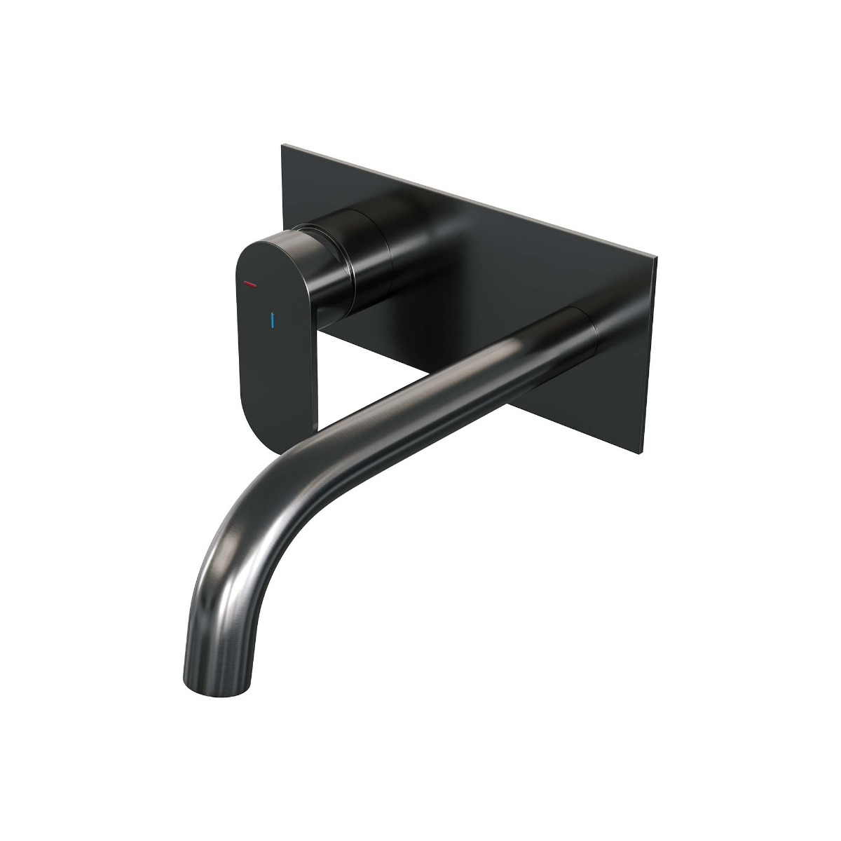 Brauer Gunmetal Edition ColdStart wastafelkraan inbouw gebogen uitloop met achterplaat model C2 gunmetal geborsteld PVD