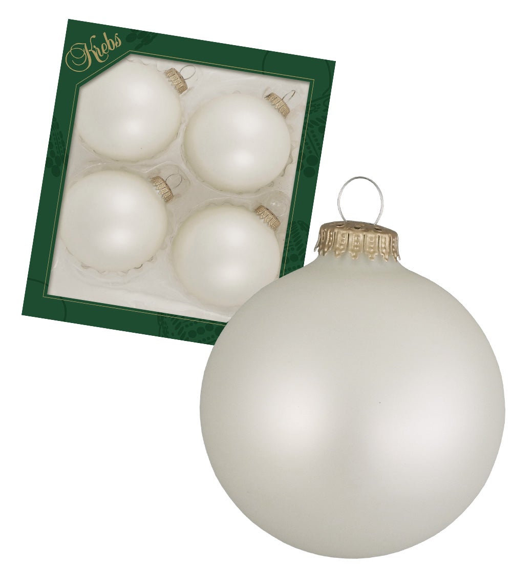 Vanille-ijskleurige matte glazen ballen van 8 cm, effen, 4 stuks, kerstballen, kerstversieringen, kerstballen voor in de boom
