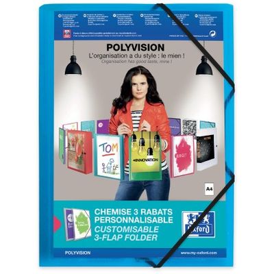 Oxford Polyvision - Chemise personnalisable à rabats - A4 - disponibles dans différentes couleurs translucides