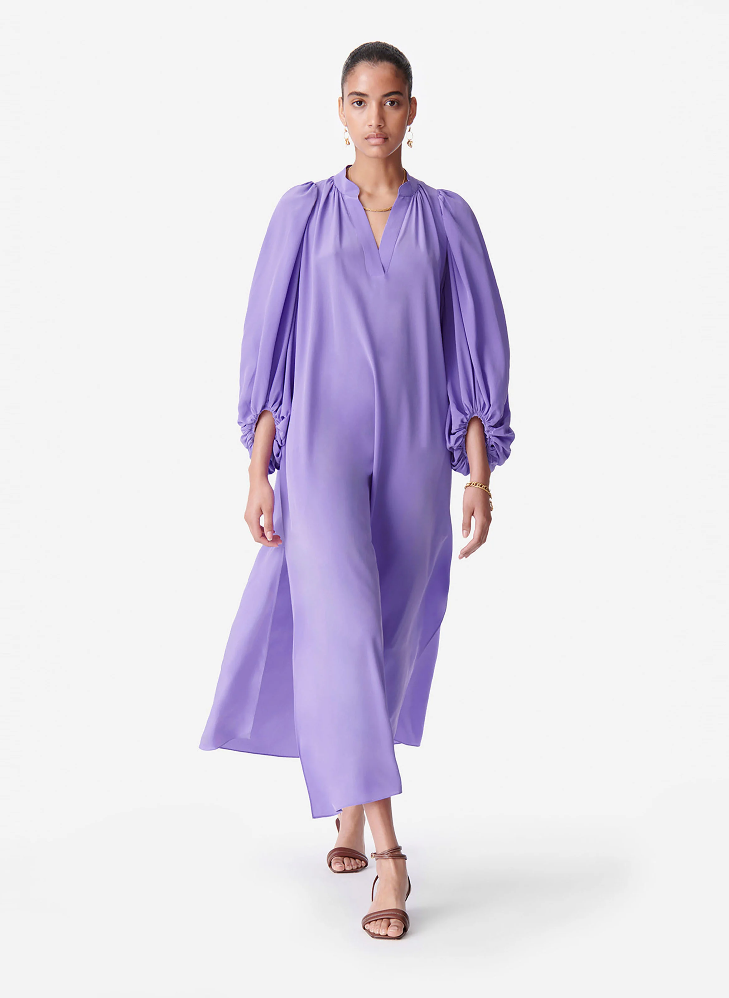 CANESSA - Robe longue ample et fluide en soie | Violet