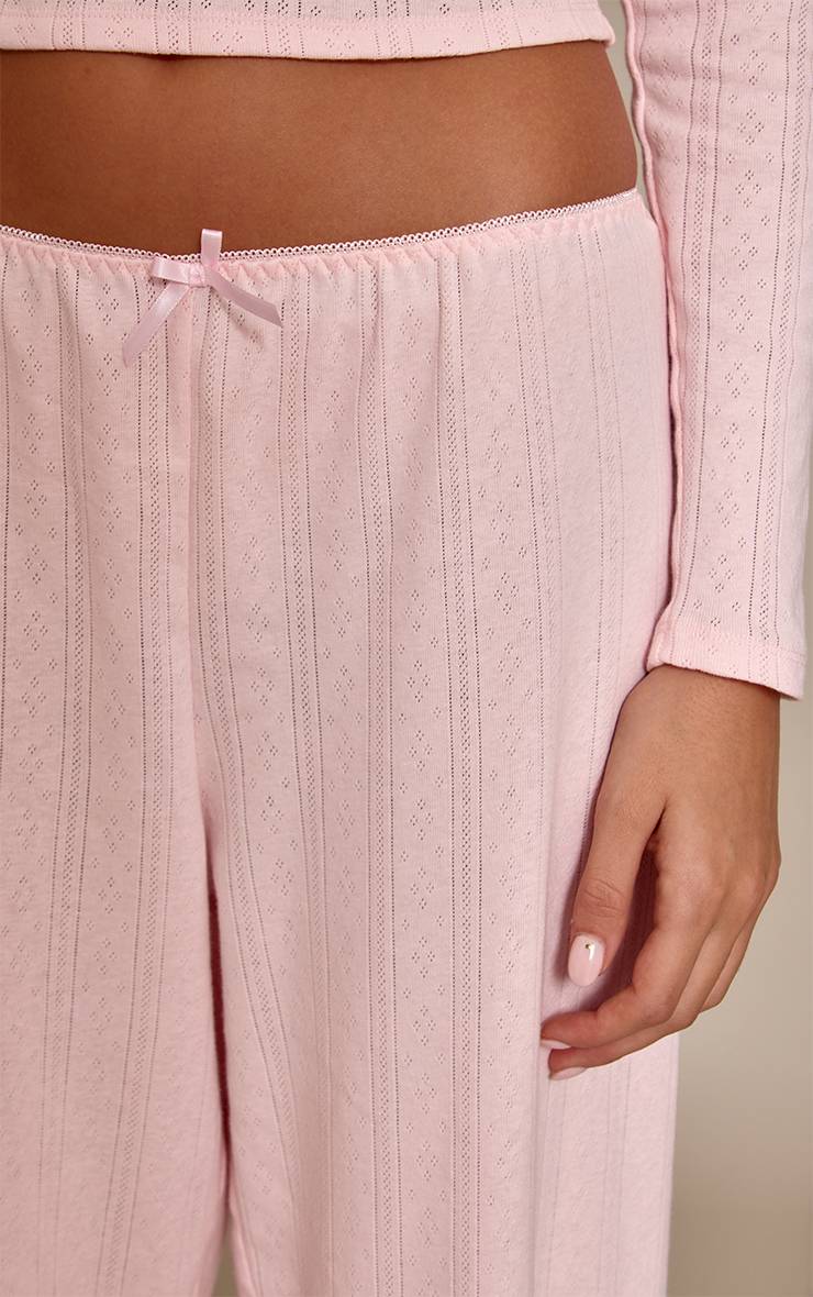 Rose Bébé Pantalon De Pyjama Blanc Pointelle À Motif Fleuri