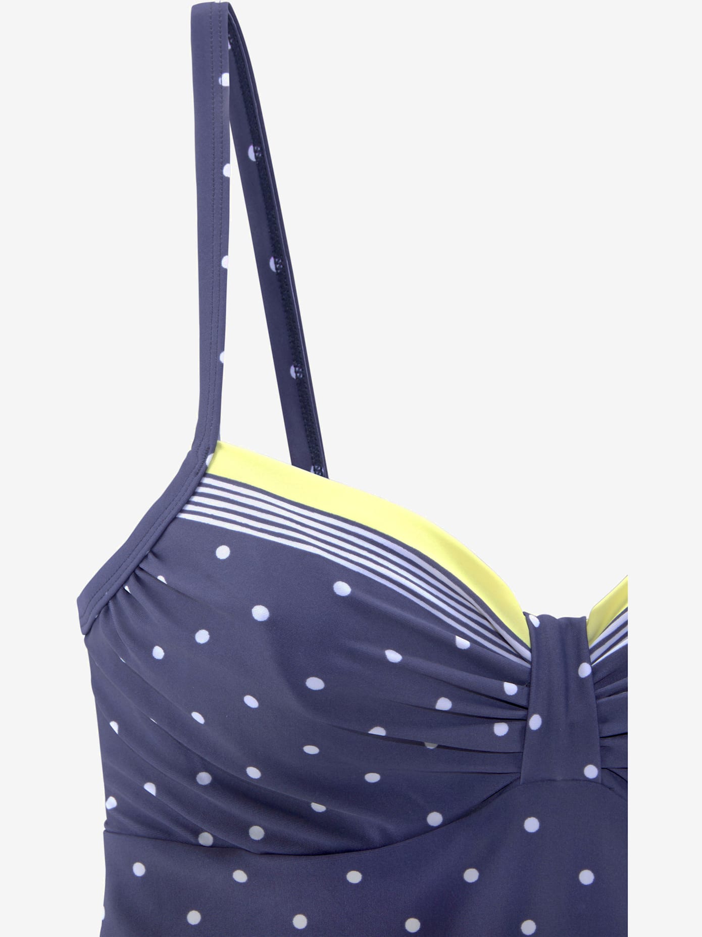 Haut de maillot de bain à armatures imprimé à pois et rayures
