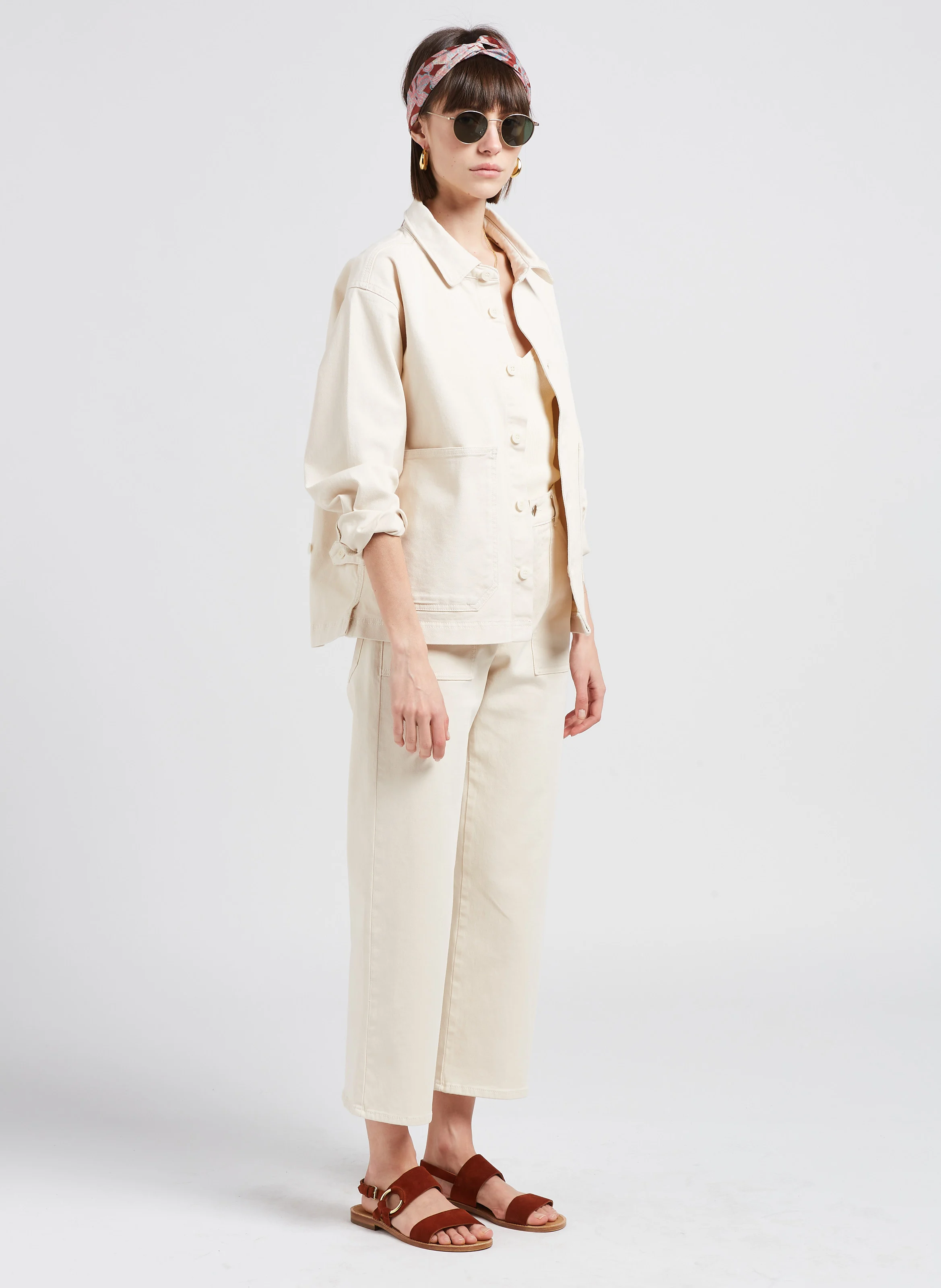 EDDY - Jean cropped en coton stretch| Blanc