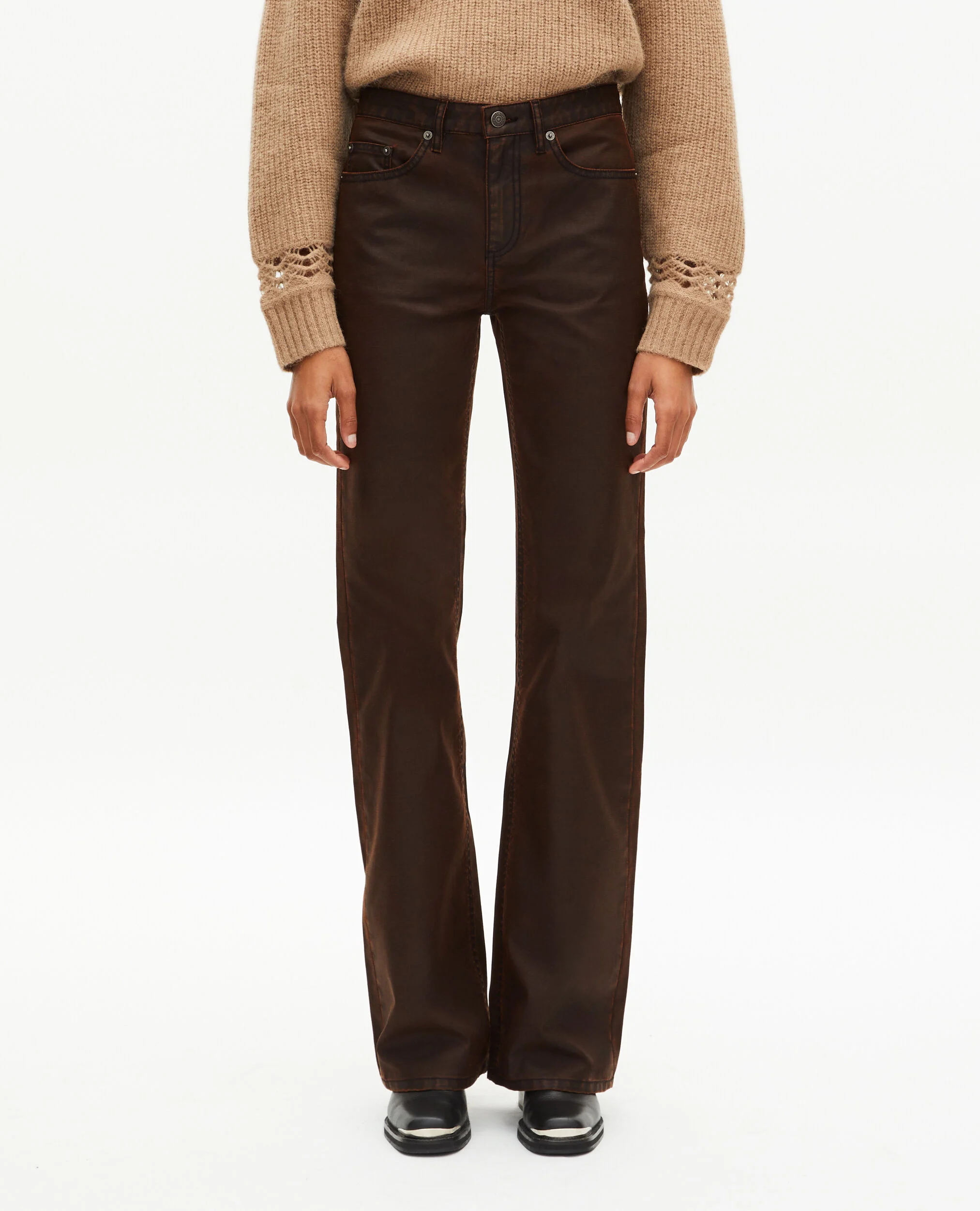 Jean coupe flare marron