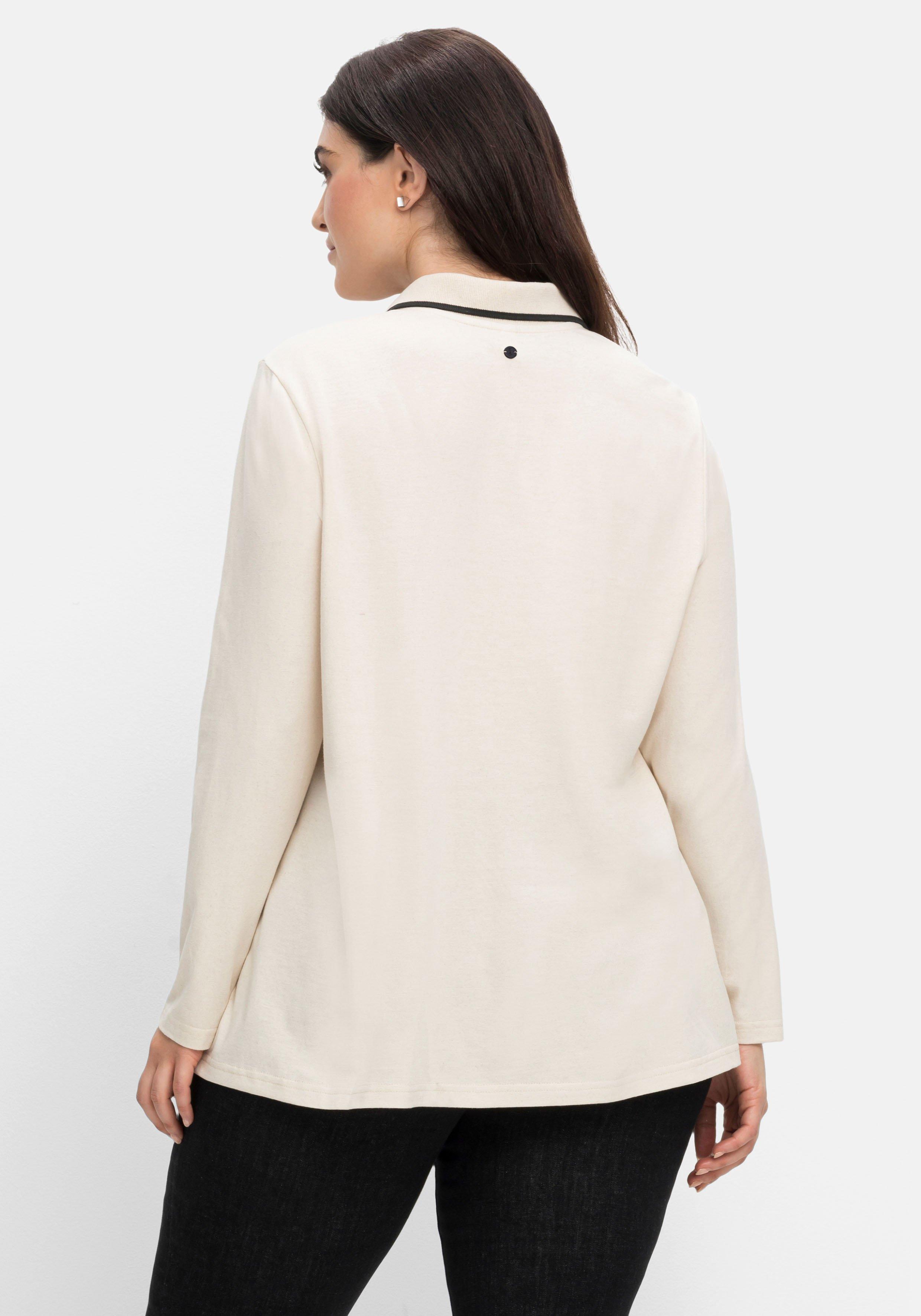 Langarm-Poloshirt mit Kontrastkante am Kragen