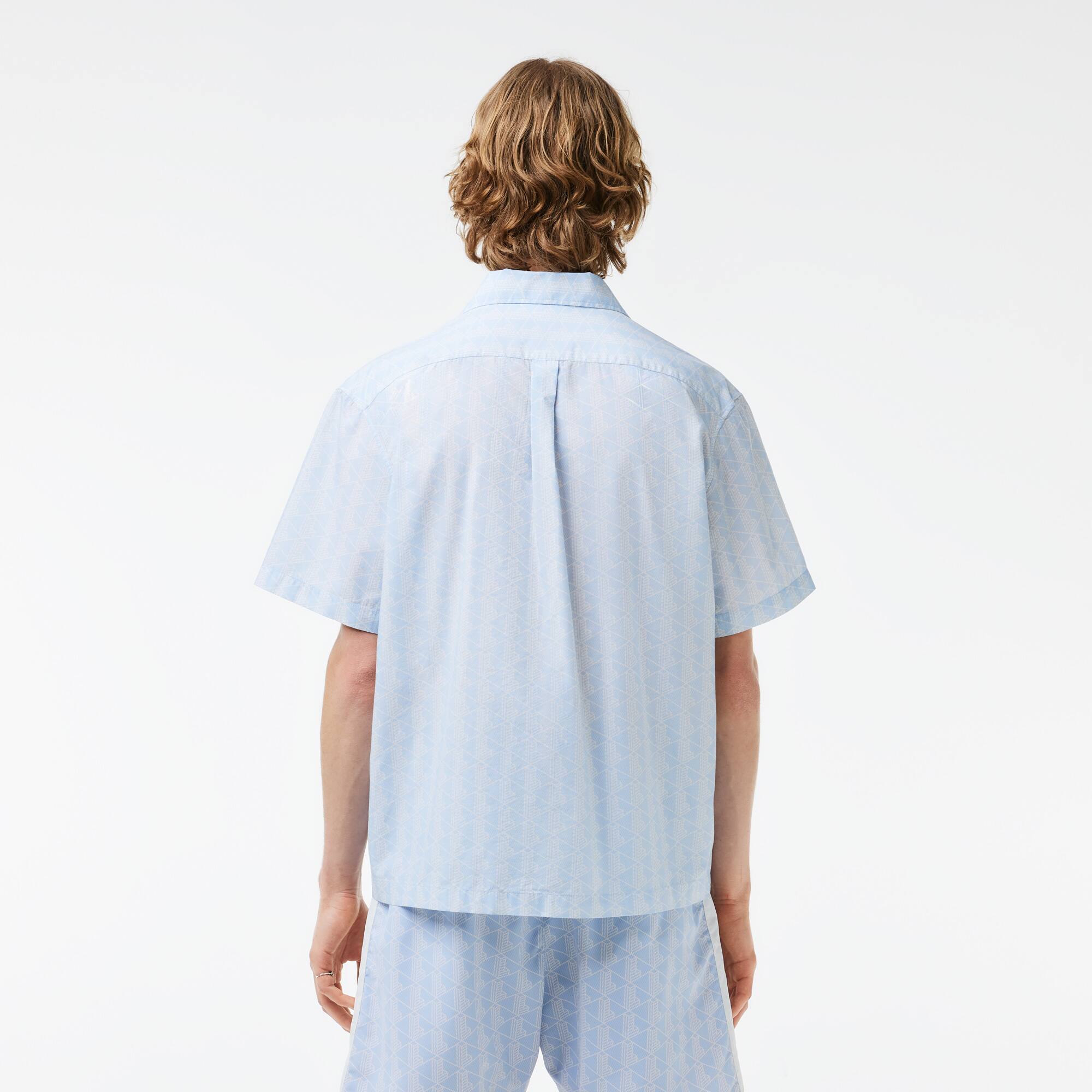 Chemise manches courtes imprimé monogramme Manches Courtes - Bleu - Lacoste - Homme