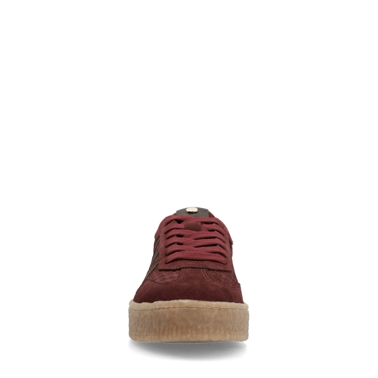 Burgundy leren sneakers met suède details
