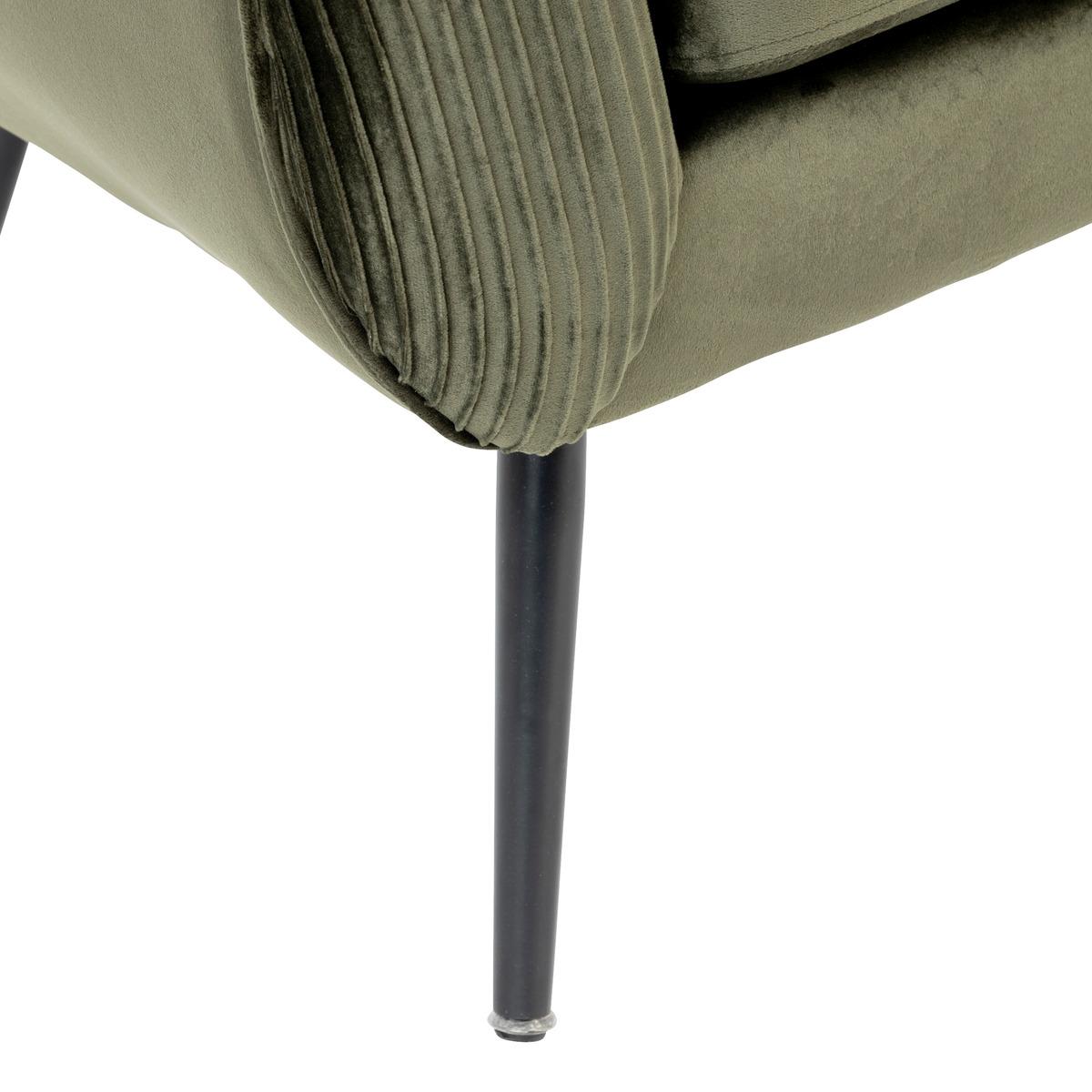 FAUTEUIL SOLARO VELOURS VERT KAKI
