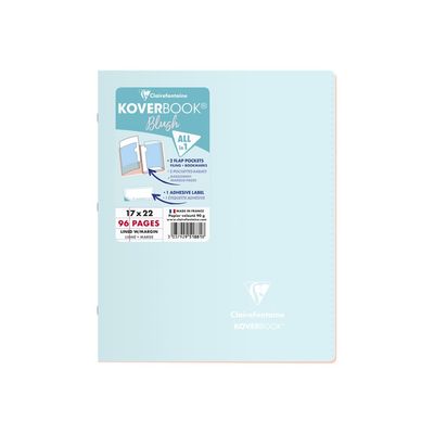 Clairefontaine Koverbook - Cahier polypro 17 x 22 cm - 96 pages - ligné - disponible dans différentes couleurs pastels