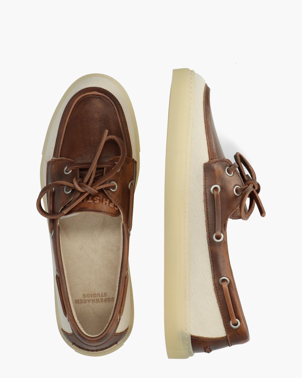 Copenhagen Studios CPH160 Material Mix Donkerbruin/Off-White Dames Veterschoenen