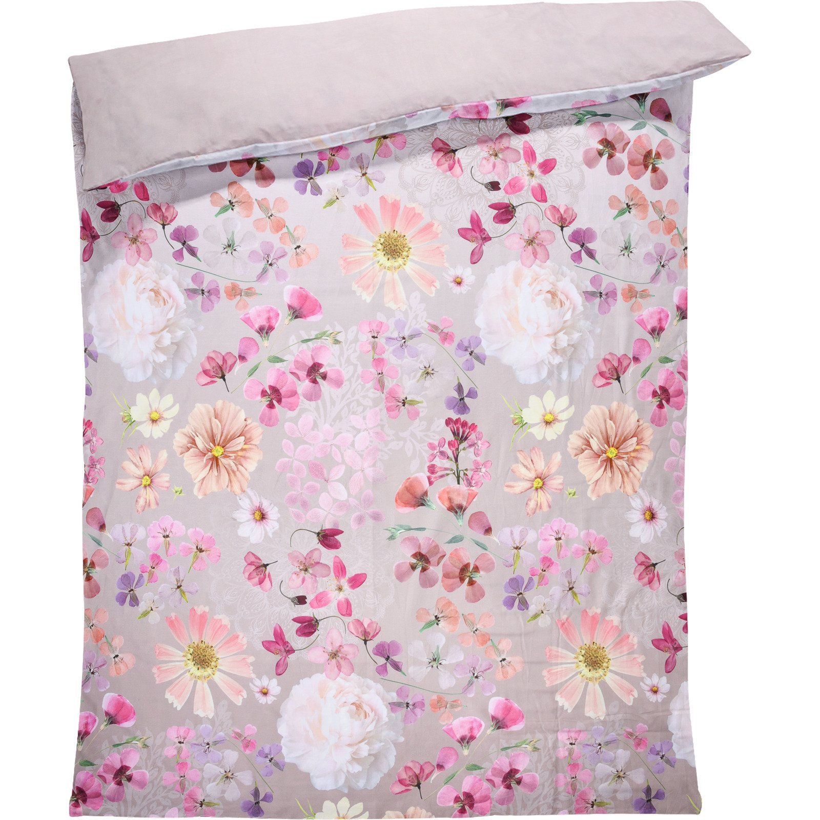 Bettwäsche Satin Blumen rosa 200x210 2x65x65 Bettanzug Fra