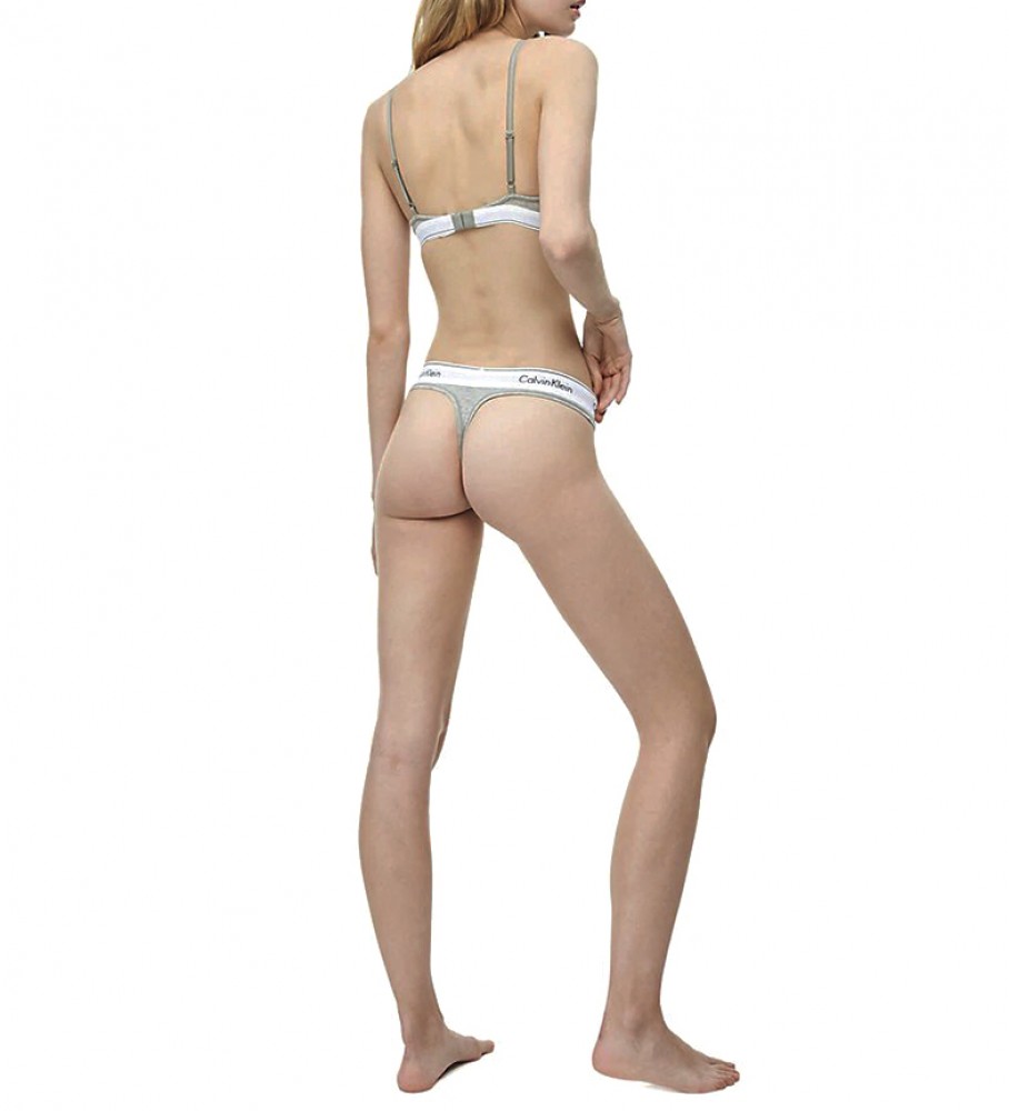 Calcinha fio dental Calvin Klein Modern Cotton cinza