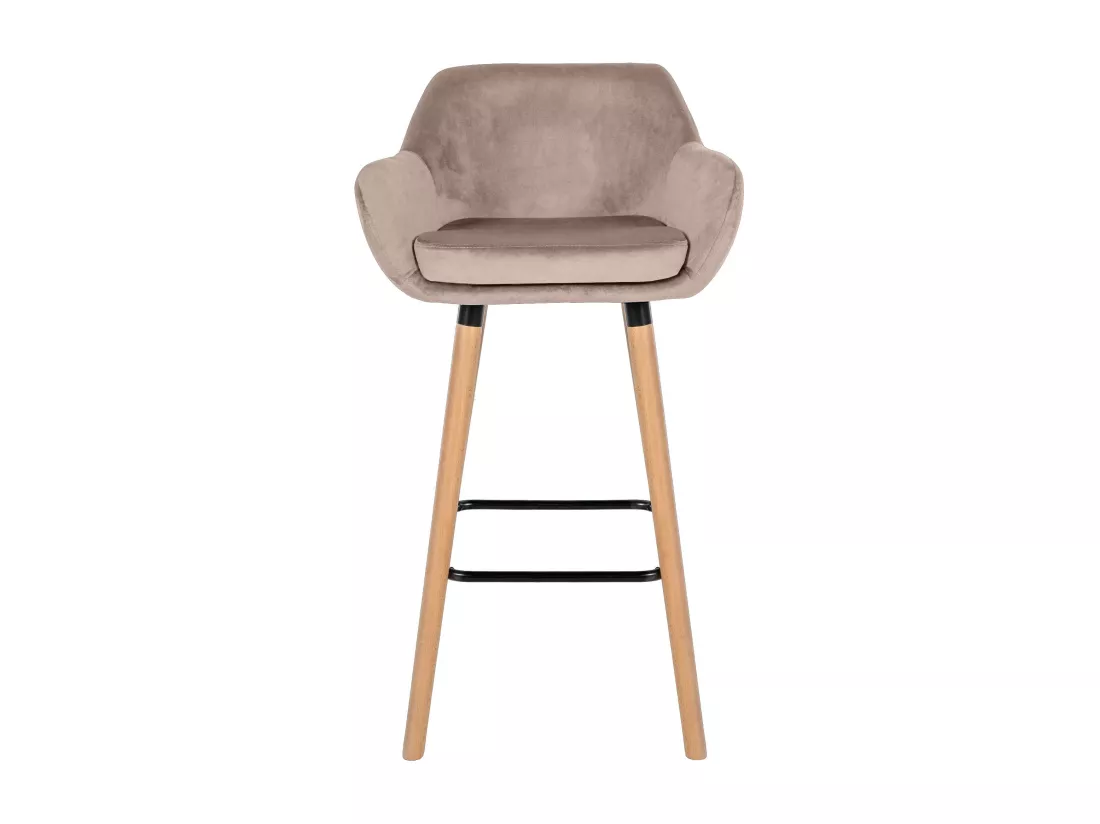 Lot de 2 Tabouret de bar - Velours - Gris clair - Grant