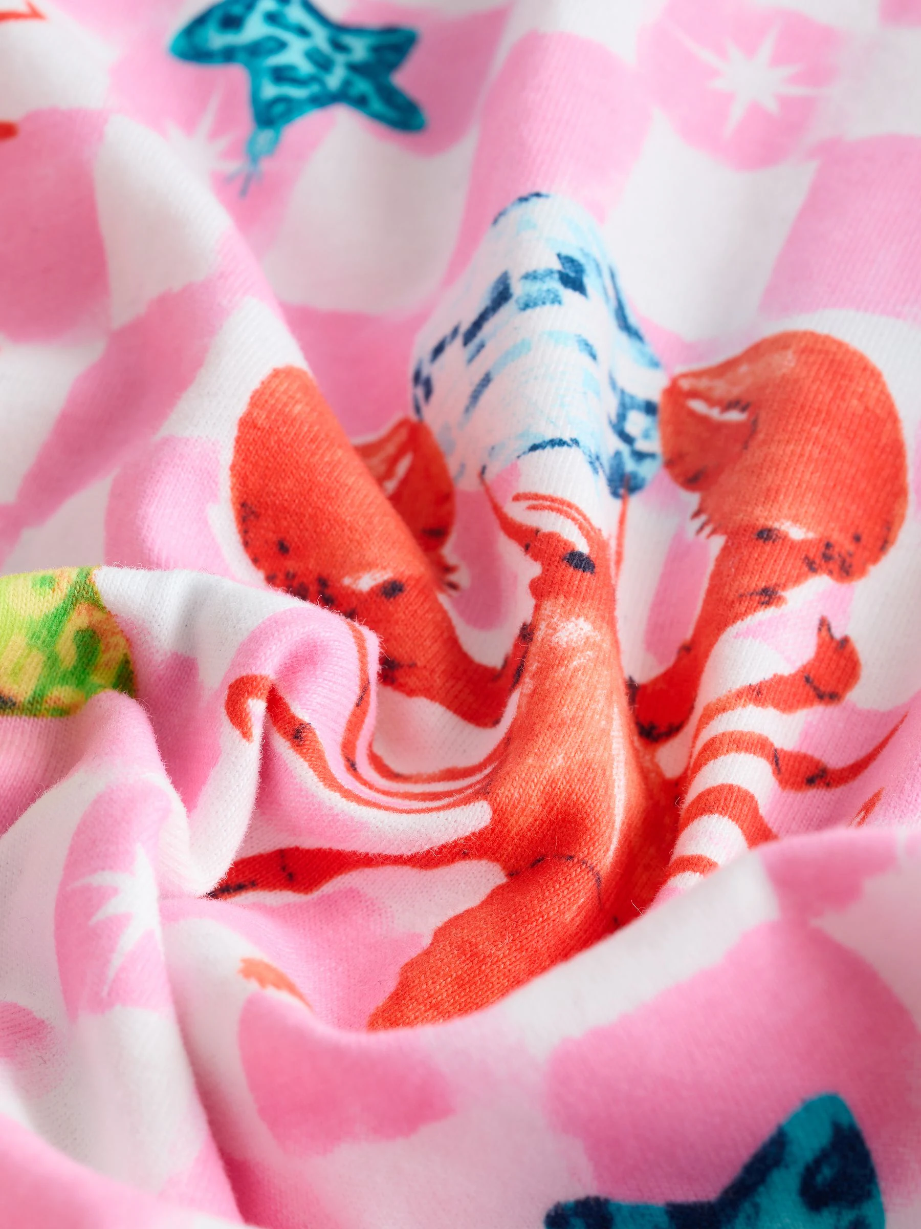 Roze Lobster - Pyjama met knopen en jerseystof