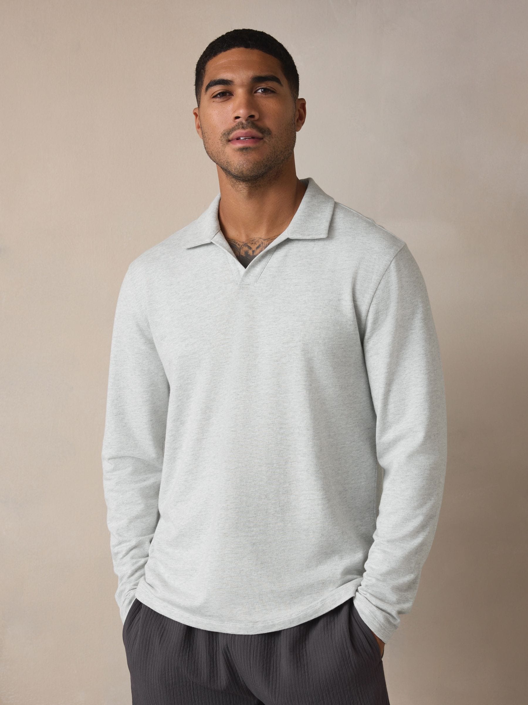 Leisteen grijs - Stripe Trophy Neck Sweatshirt Pyjamas Set
