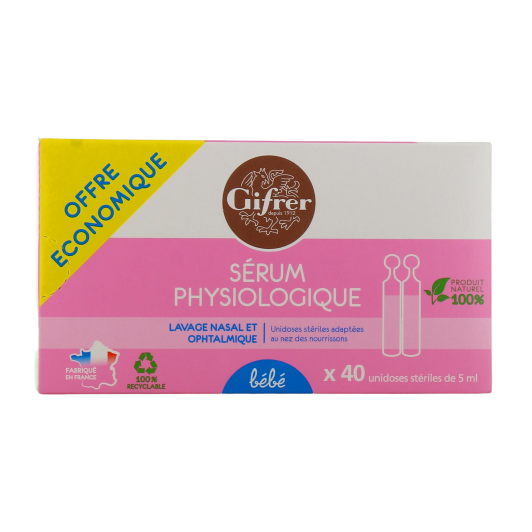 Sérum physiologique Gifrer : lavage de nez bébé, hygiène oculaire