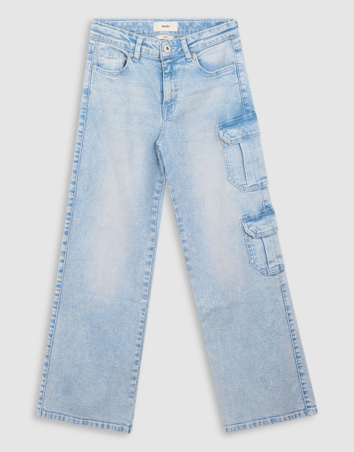 Cargo Wide Leg Fit Jeans Bleached