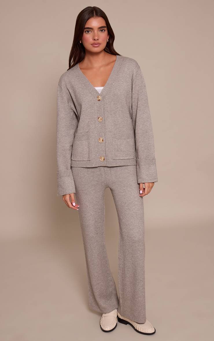 Gris Pantalon Large En Maille