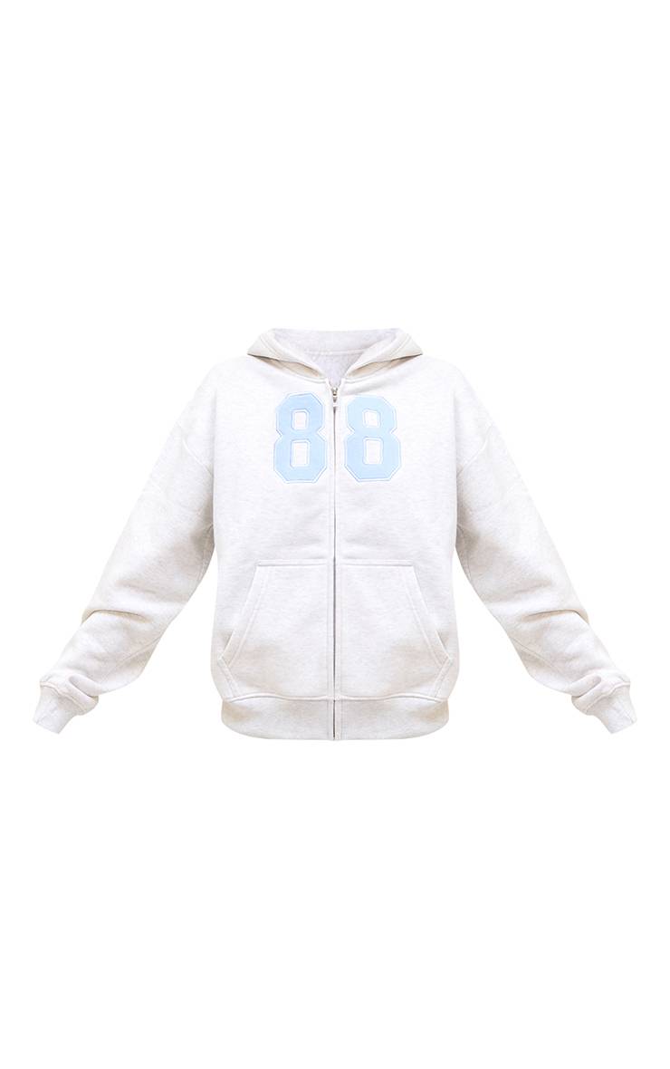 Gris Cendré Sweat À Casynthétiqueche Zippé Imprimé 88