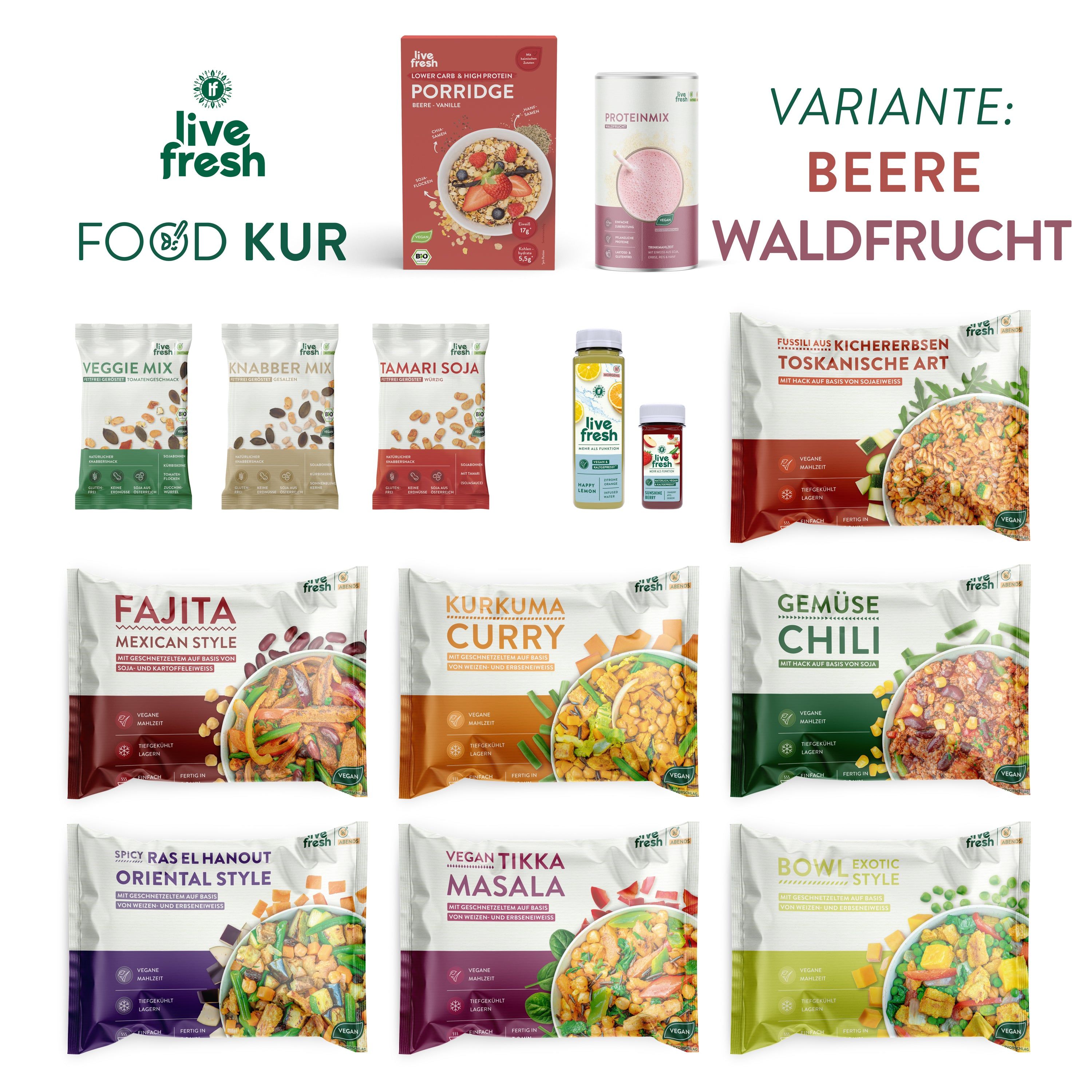 LiveFresh Vegane Foodkur 7 Tage - Beere/Waldfrucht (inkl. 1,75€ Pfand)