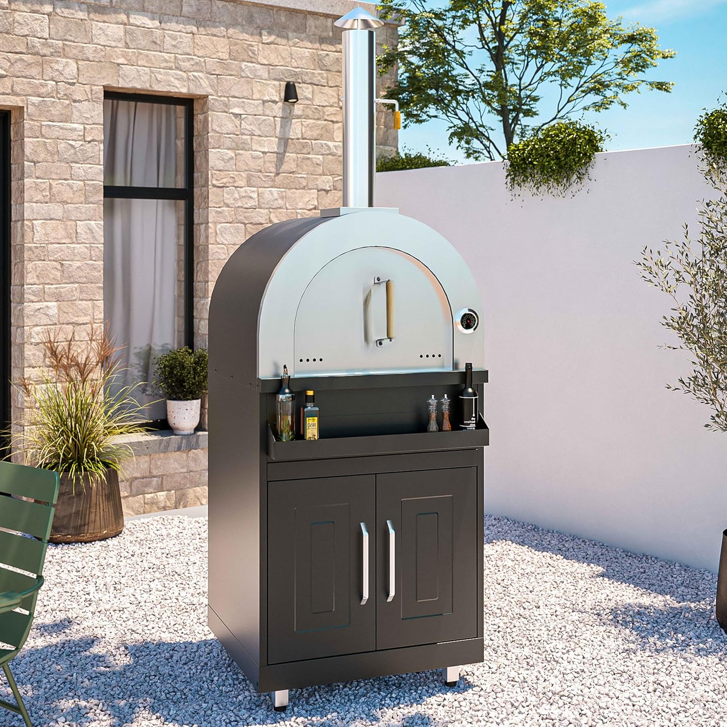 Oviala Outdoor-Küche mit 3 Kochelementen, Schwarz