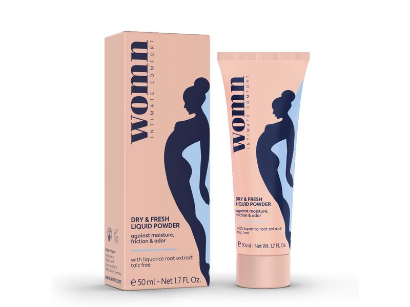 Womn Körperpuder flüssig Dry and Fresh 50 ml Puder sorgt für Schutz vor Nässe, Schweissgeruch und Wundscheuern