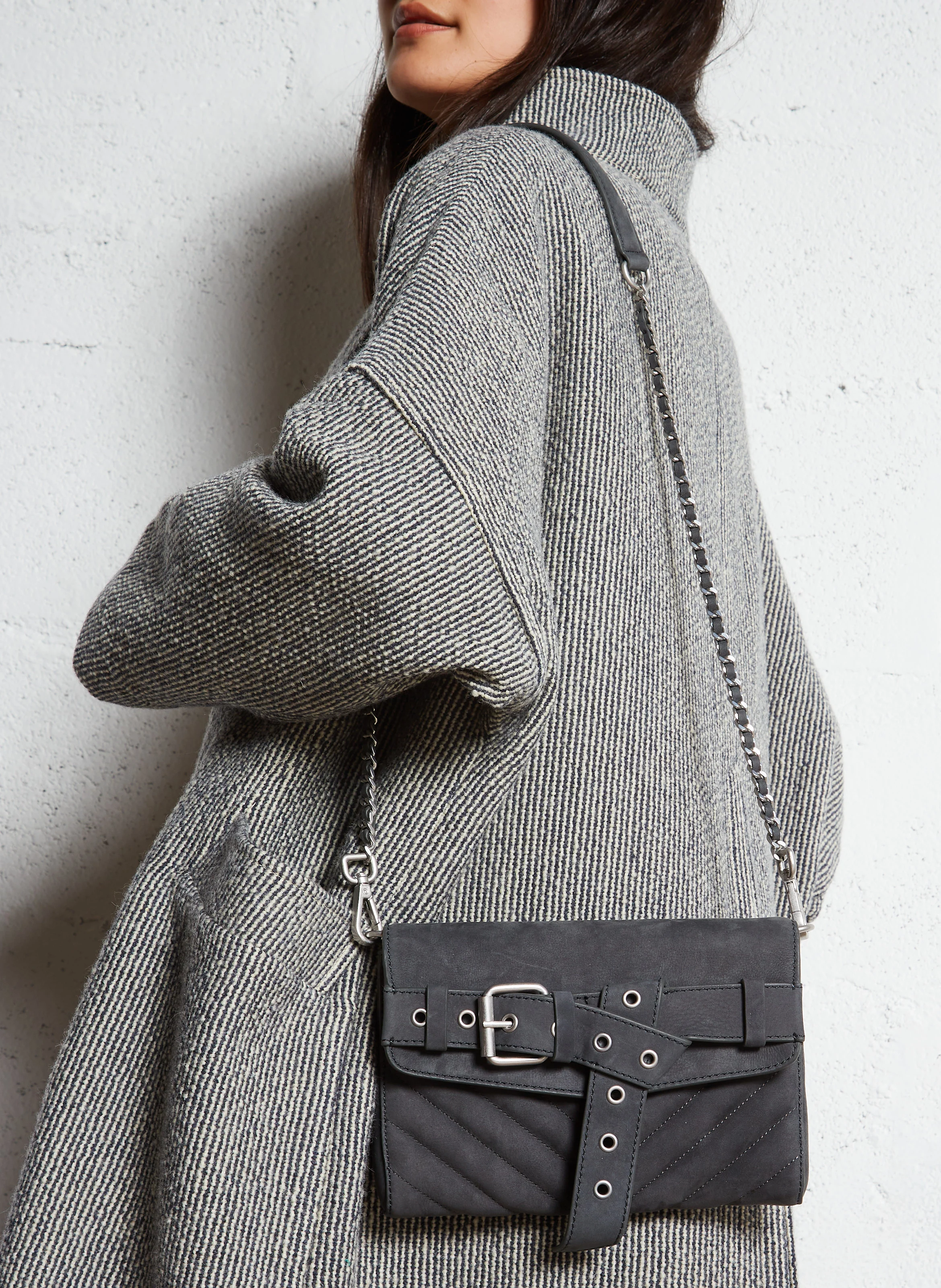 1440 - Sac bandoulière en cuir| Gris