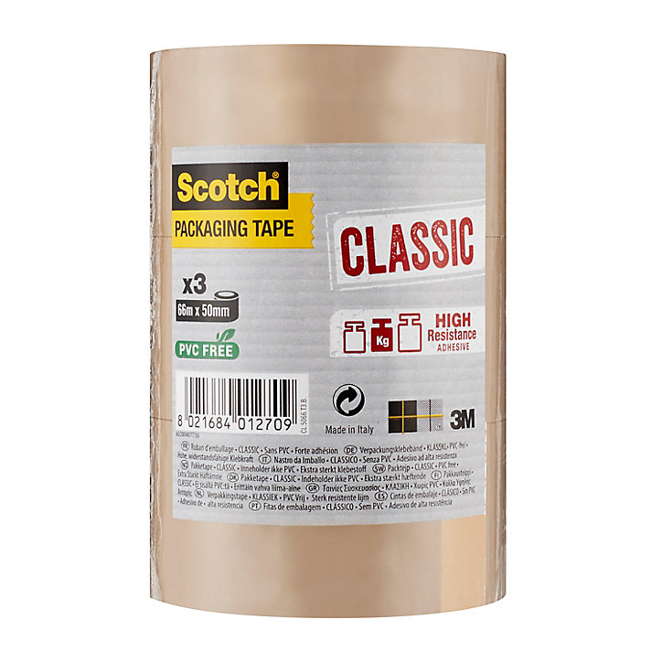 Adhésif d'emballage Scotch 50 mm x 66 m - 3 rouleaux