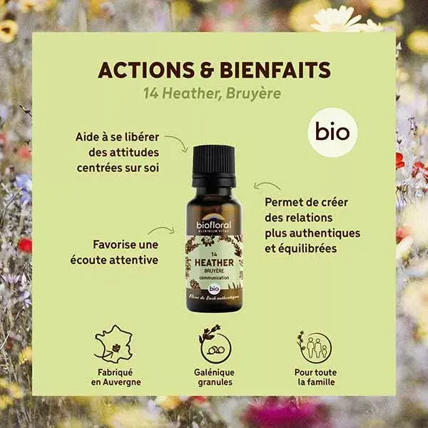 Biofloral 14 Heather Granules Organic Bach Floral Remedy Granules 19.5g