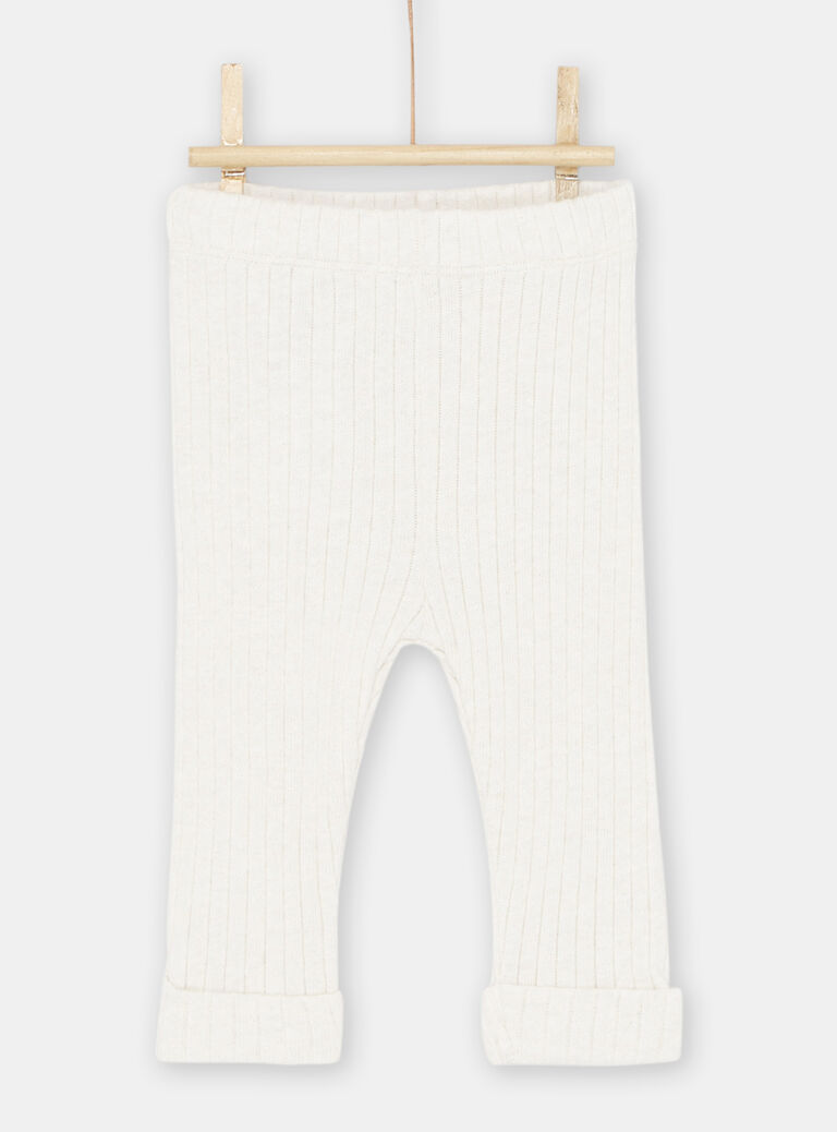 Legging côtelé beige clair bébé fille
