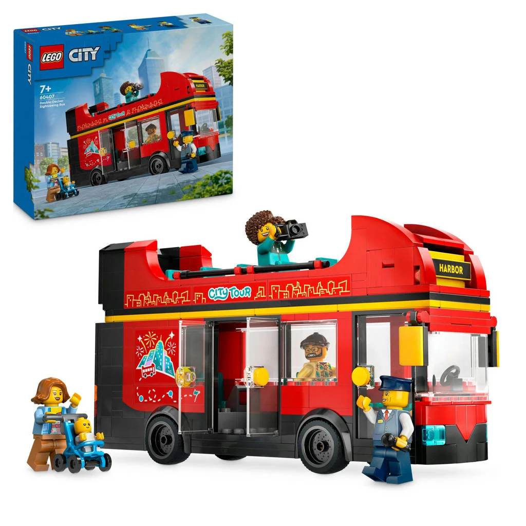 Zeer mooie aanvulling op de city serToeristische rode dubbeldekker Speelgoed Bus Bouwpakket voor Kinderen 60407