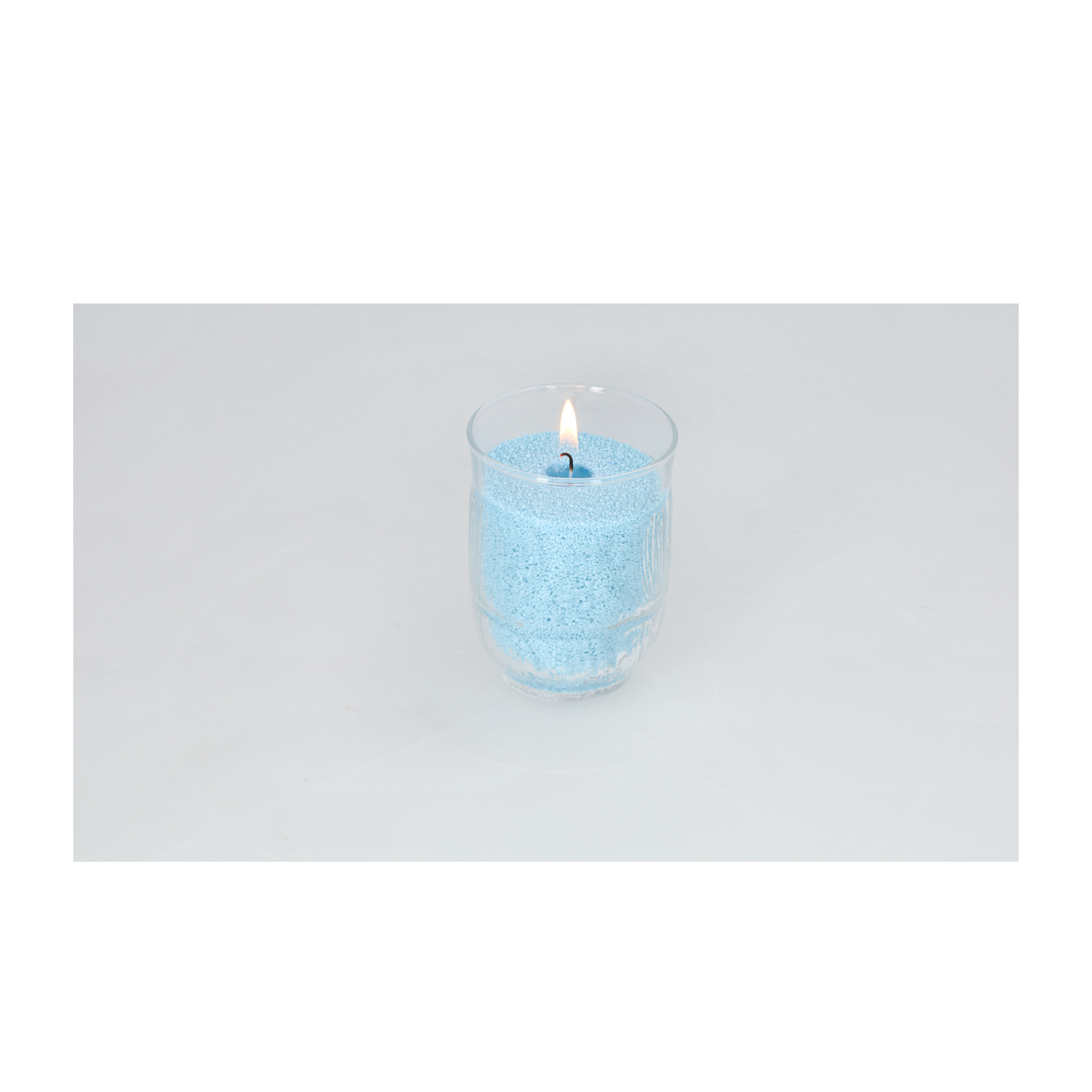 (100g) Kerzen Sand DIY Perlenkerze Wachs Granulat Pearled Candle Farbsand inkl. Runddocht - Hellblau