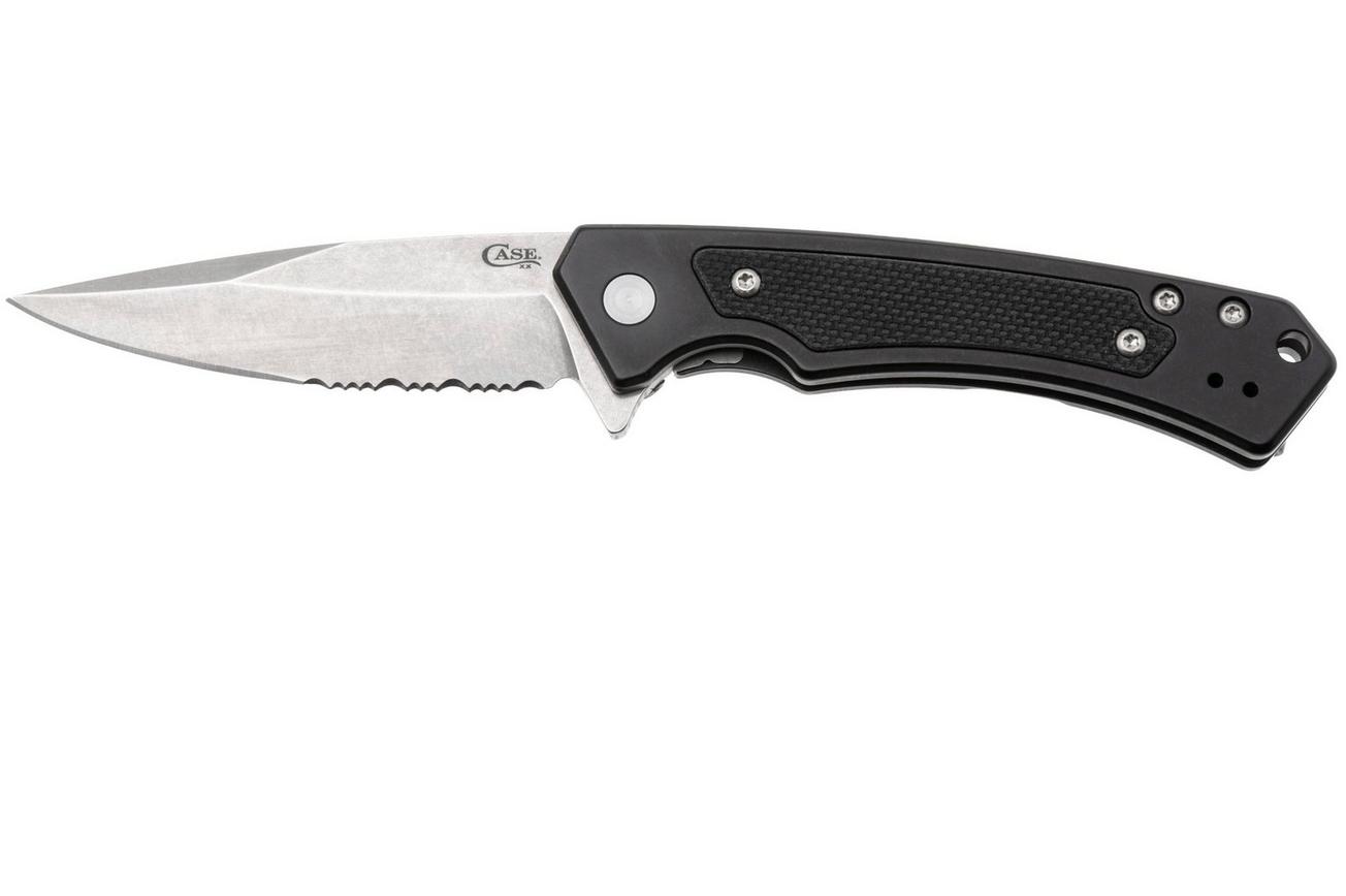 Case Marilla Black Anodized Aluminum, Black G10 Inlay, 25878, S35VN partly serrated zakmes