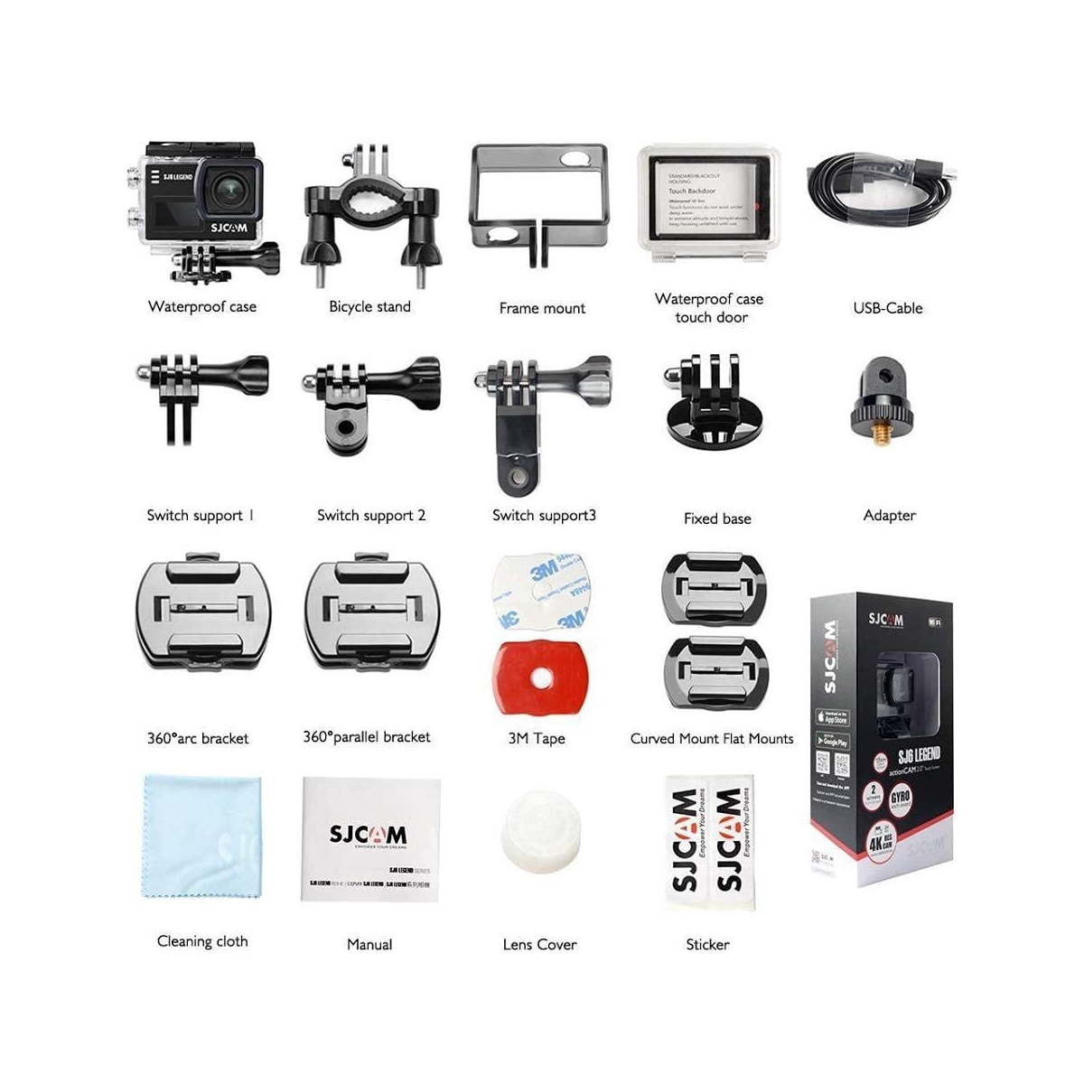 SJCAM SJ6LEGEND 4K 24fps actionkamera, 3-akset stabilisering, vanntett, berøringsskjerm, Wifi tilkoblet.