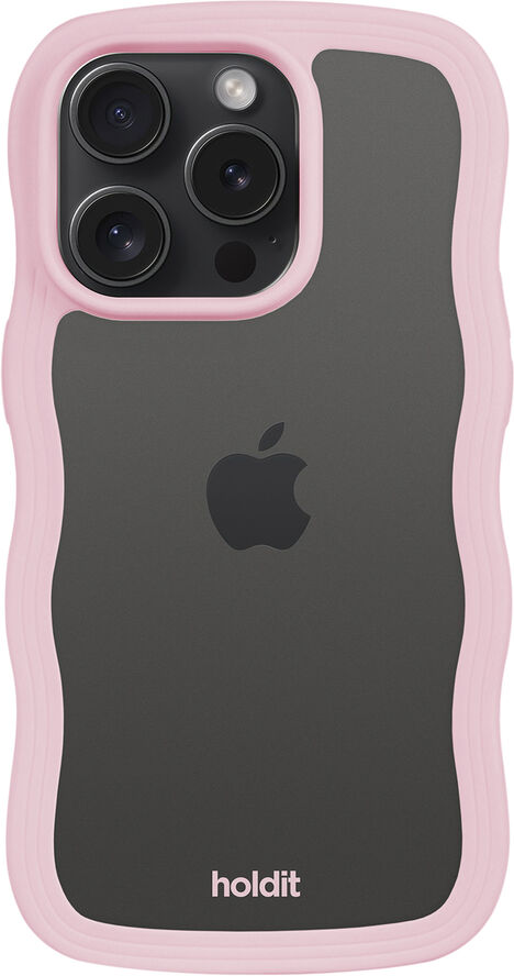 HoldIt Wavy Case iPhone 15 Pro Max Lyserød